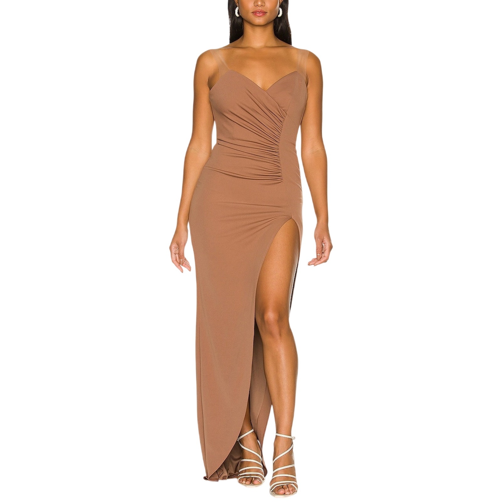 Katie May Ruched Cocoa Colette Gown Size S Nwt